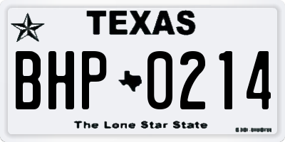 TX license plate BHP0214