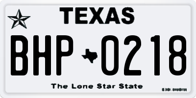 TX license plate BHP0218