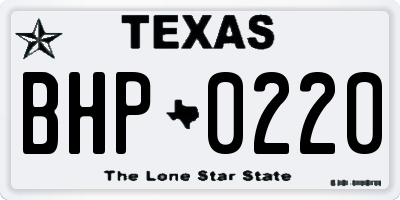 TX license plate BHP0220
