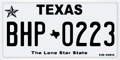 TX license plate BHP0223