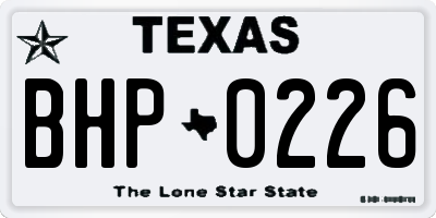 TX license plate BHP0226