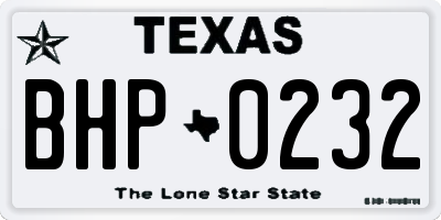 TX license plate BHP0232