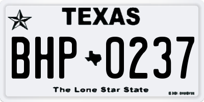 TX license plate BHP0237