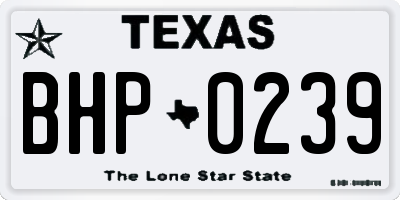 TX license plate BHP0239