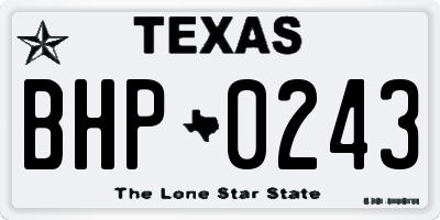 TX license plate BHP0243