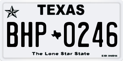 TX license plate BHP0246