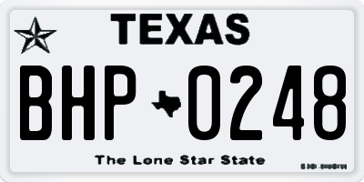 TX license plate BHP0248