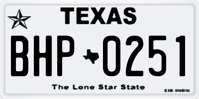 TX license plate BHP0251