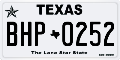 TX license plate BHP0252