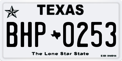 TX license plate BHP0253