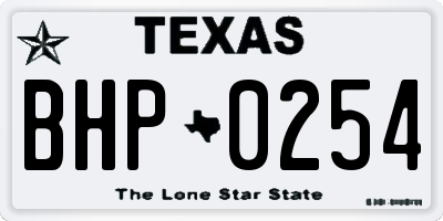 TX license plate BHP0254