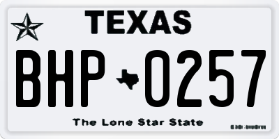 TX license plate BHP0257