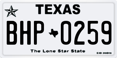 TX license plate BHP0259