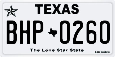 TX license plate BHP0260