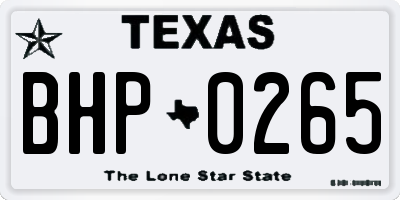 TX license plate BHP0265
