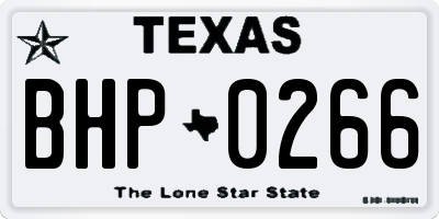 TX license plate BHP0266