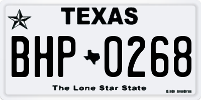 TX license plate BHP0268