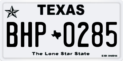 TX license plate BHP0285