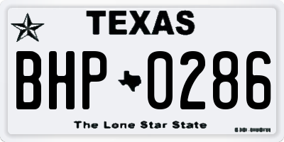 TX license plate BHP0286
