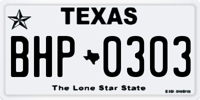 TX license plate BHP0303