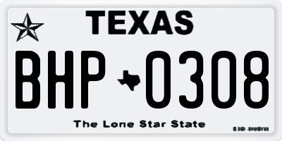 TX license plate BHP0308