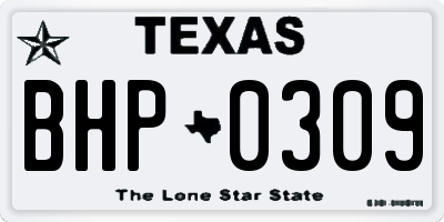 TX license plate BHP0309