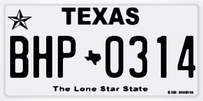 TX license plate BHP0314