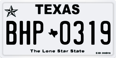TX license plate BHP0319
