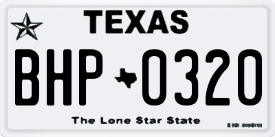 TX license plate BHP0320