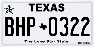 TX license plate BHP0322