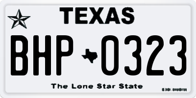 TX license plate BHP0323