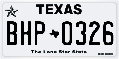 TX license plate BHP0326