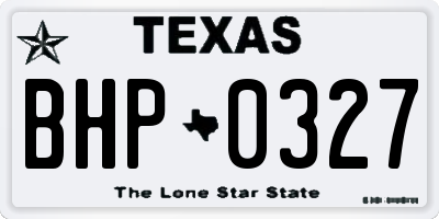 TX license plate BHP0327