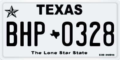 TX license plate BHP0328