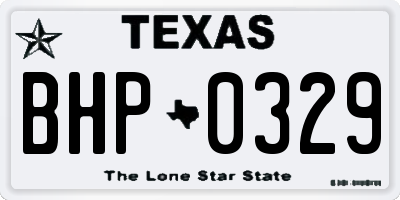 TX license plate BHP0329