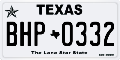 TX license plate BHP0332