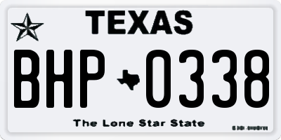 TX license plate BHP0338