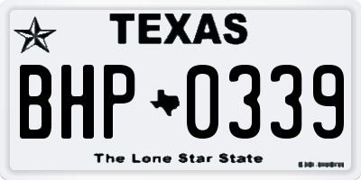 TX license plate BHP0339