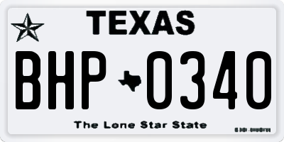 TX license plate BHP0340