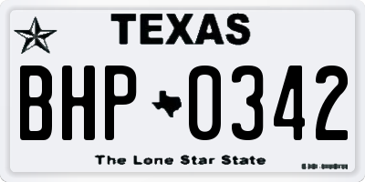 TX license plate BHP0342