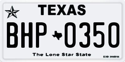 TX license plate BHP0350
