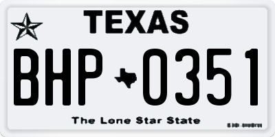 TX license plate BHP0351