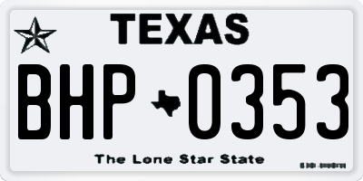 TX license plate BHP0353