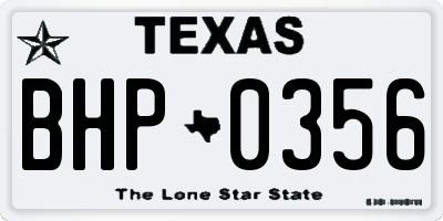 TX license plate BHP0356