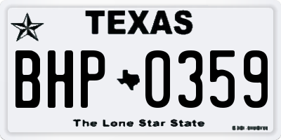 TX license plate BHP0359