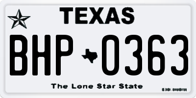 TX license plate BHP0363
