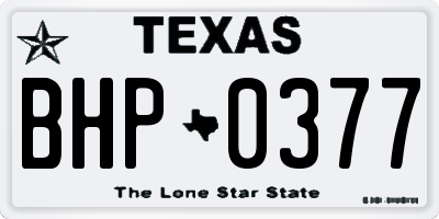 TX license plate BHP0377