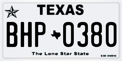 TX license plate BHP0380