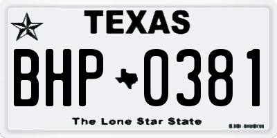 TX license plate BHP0381