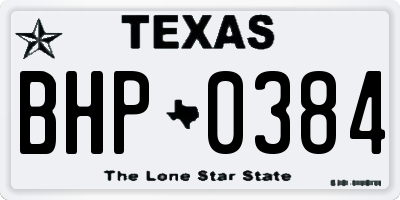 TX license plate BHP0384